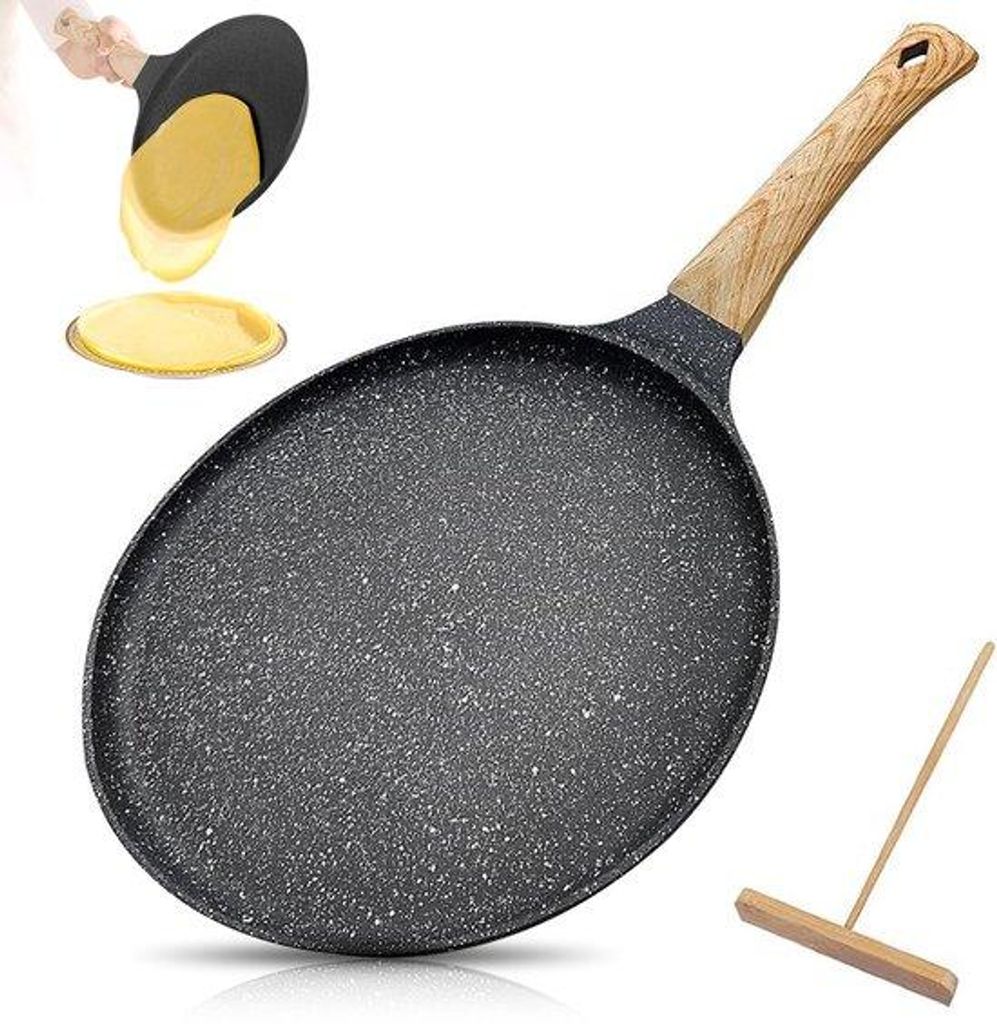 Grote pannenkoekenpan aus keramisch Material mit antiaanbaklaag und ergonomischem Griff für alle Herdarten