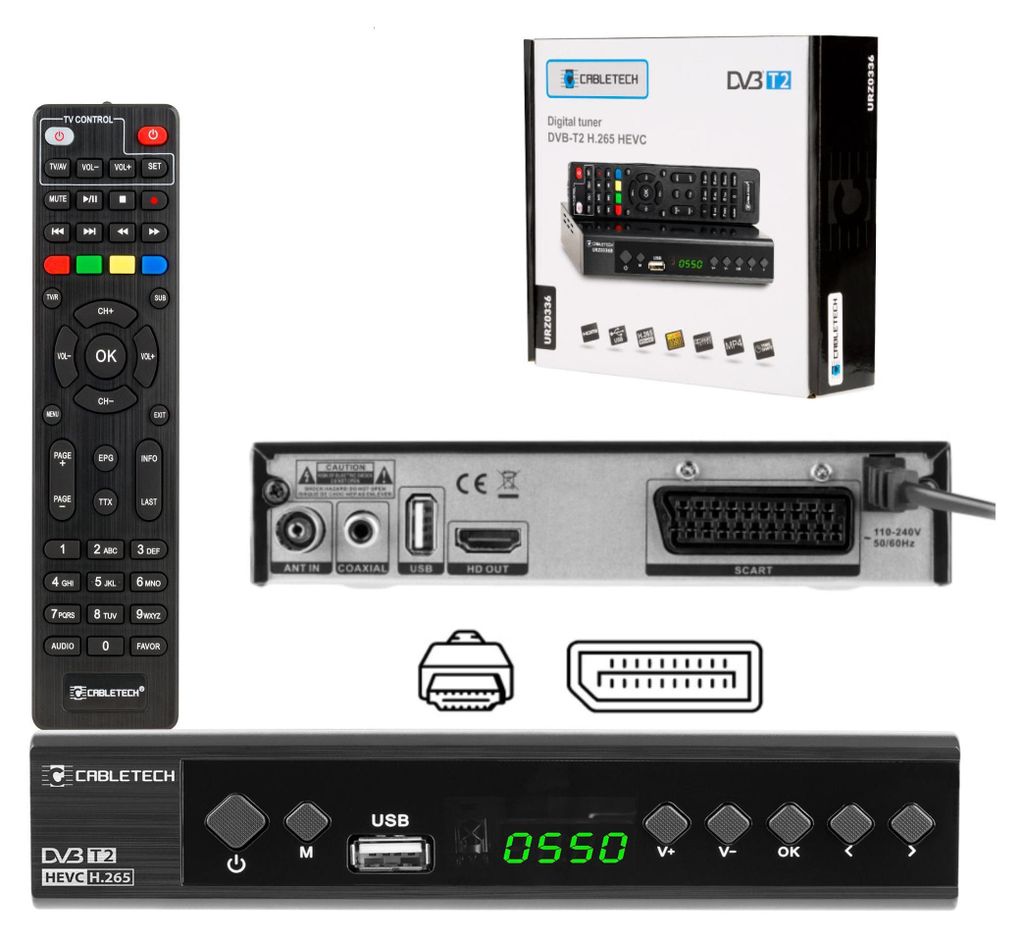 Cabletech DEKODER DVB-T2 H.265 HEVC URZ0336 - TV karta - Obrázok produktu 