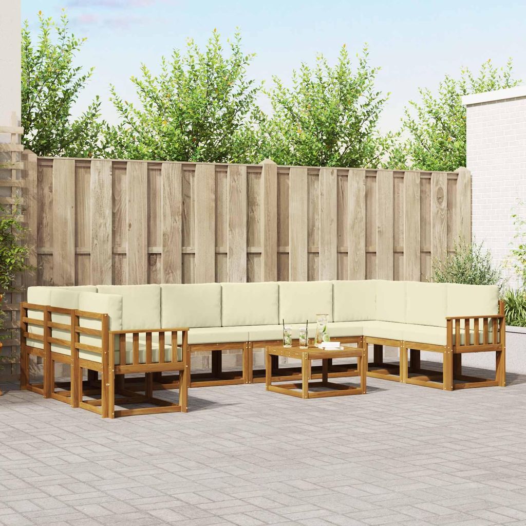 "Summerschlussverkauf"Outdoor-Sofagarnitur - CLORIS - Balkonmöbe/Sitzgruppe - mit Kissen 11 pcs - Moderne Design - Natur und Creme - Gartensofas D...