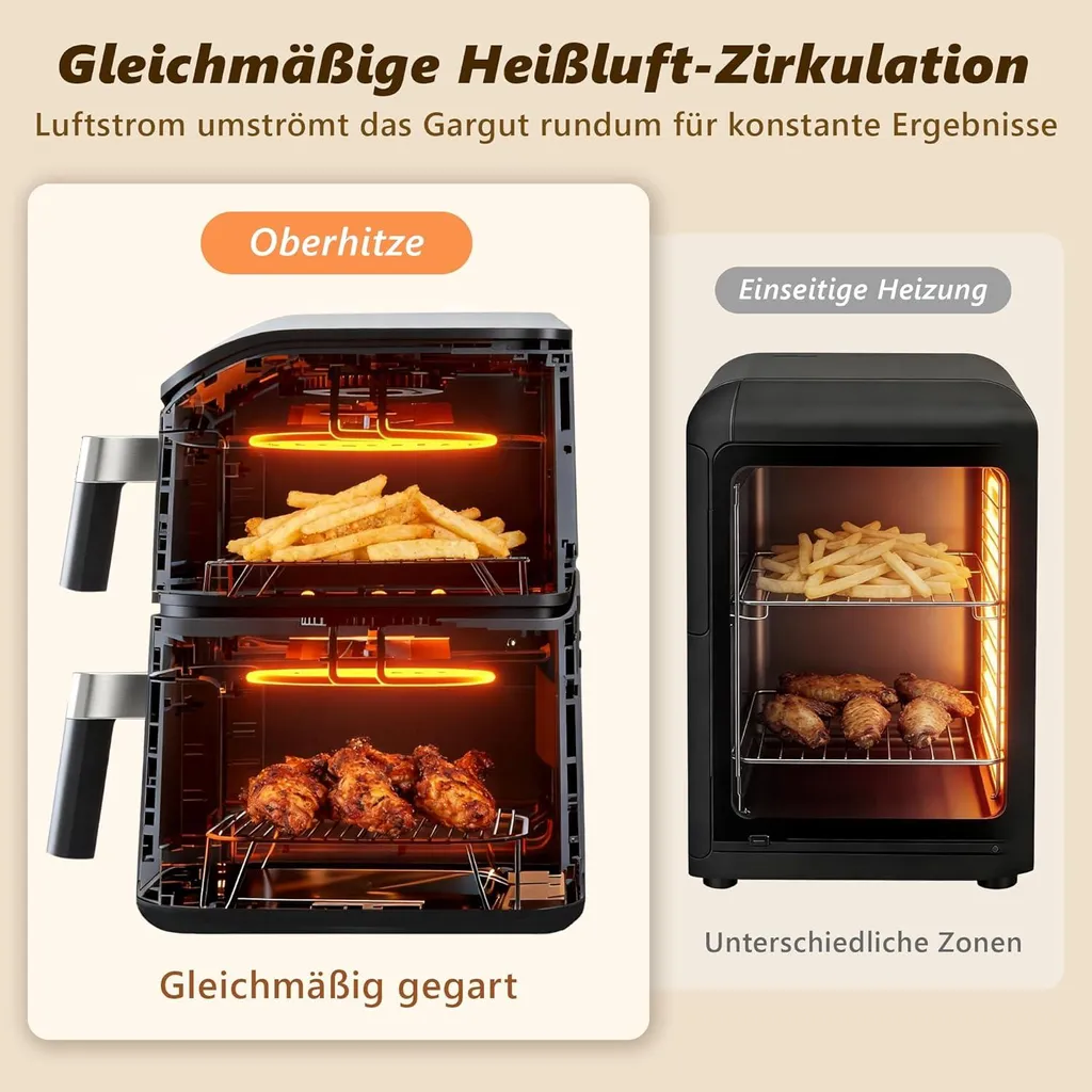 Friteuse à air chaud 11L 2800W - Double Zone avec écran tactile LCD