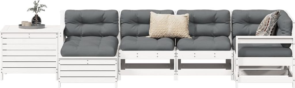 Maison Exclusive - 7-tlg. Garten-Sofagarnitur Weiß Massivholz Kiefer