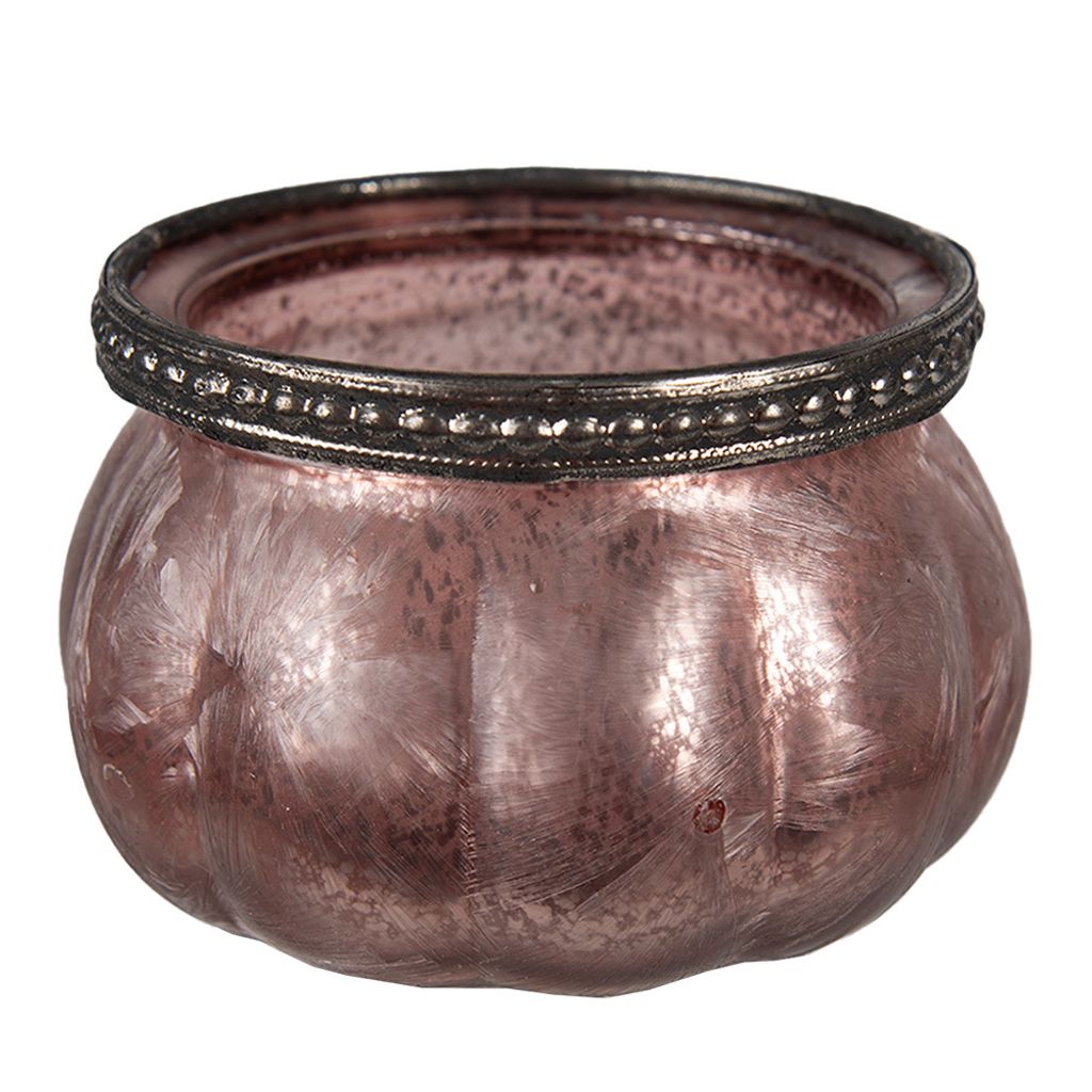 Clayre & Eef Teelichthalter Ø 9x6 cm Rosa Glas Produktbild 