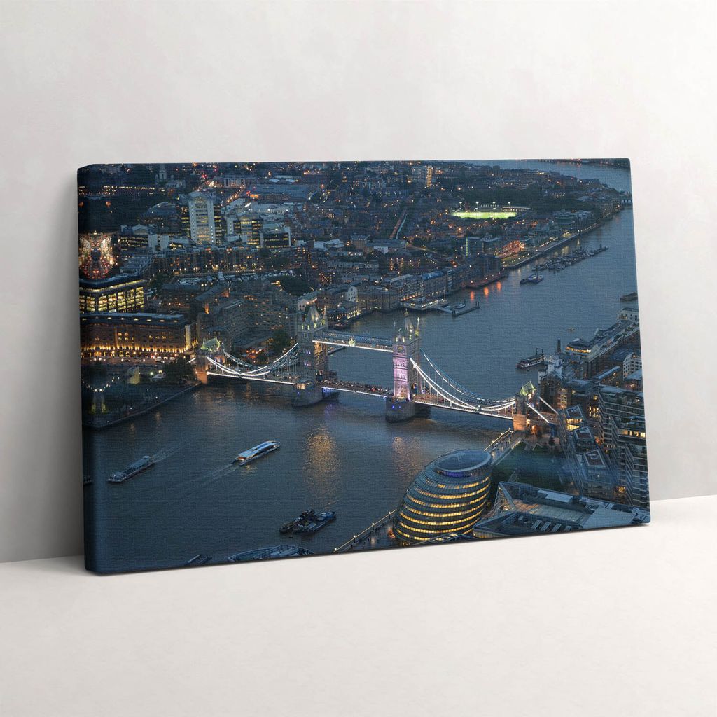 Tower Bridge London bei Nacht – Leinwandbild Wandbild – 60x40 cm – Leinwandbilder – Wandbilder – Schlafzimmer – Flur