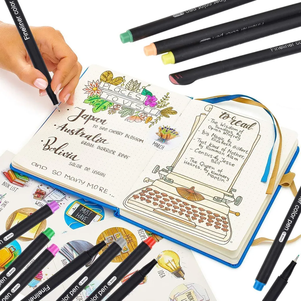 Pack de Stylos Bullet Journal 36 Couleurs DealKits Pointe Ultra-Fine