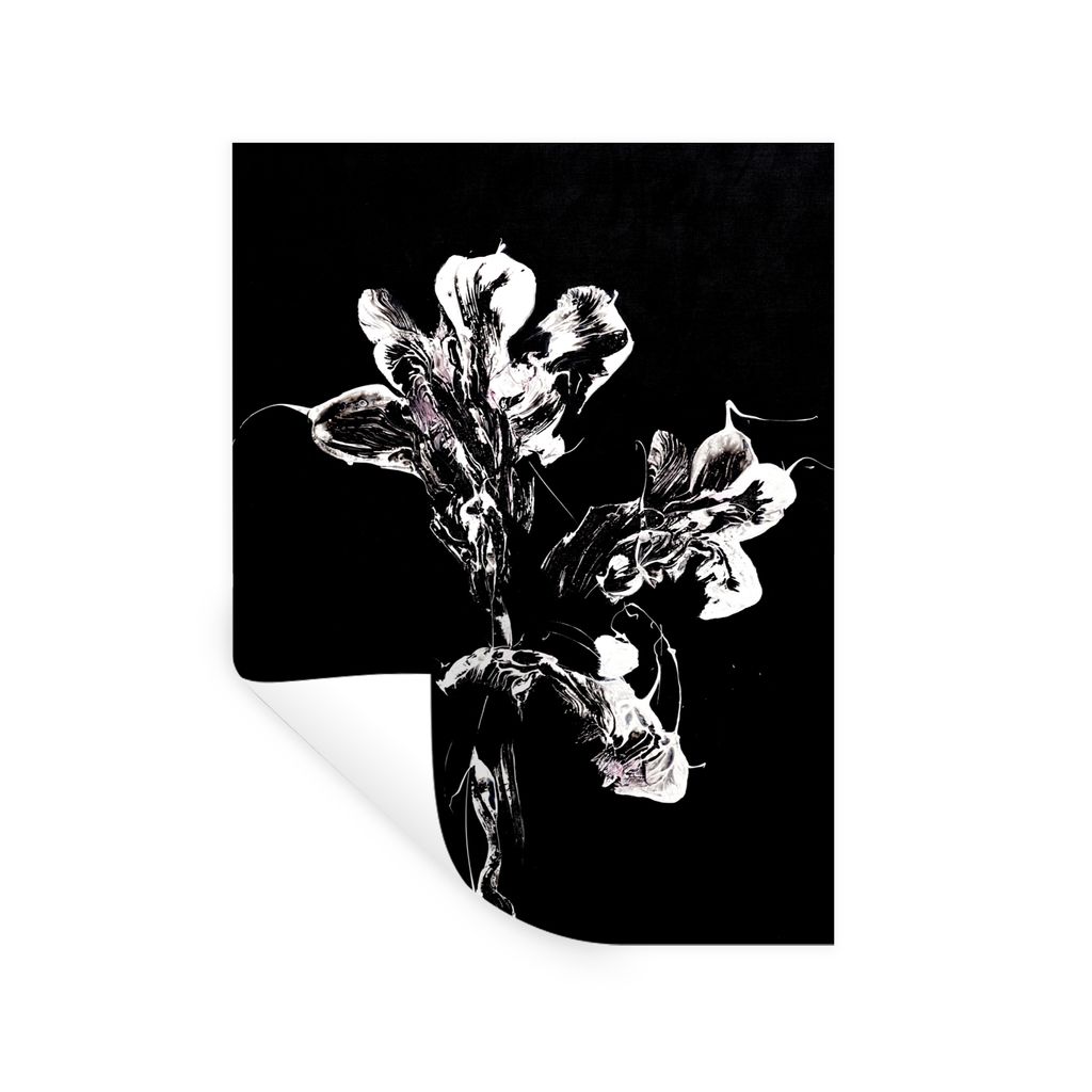 MuchoWow Wandtattoo Wandsticker Wandaufkleber Blumen - Farbe - Schwarz - Weiß 30x40 cm Selbstklebend und Repositionierbar - Sticker - Dekorfolie