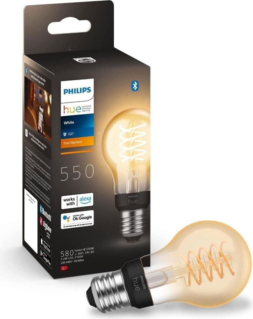 Philips Hue White E27 Gloeilamp, 550 lumen. Productafbeelding 