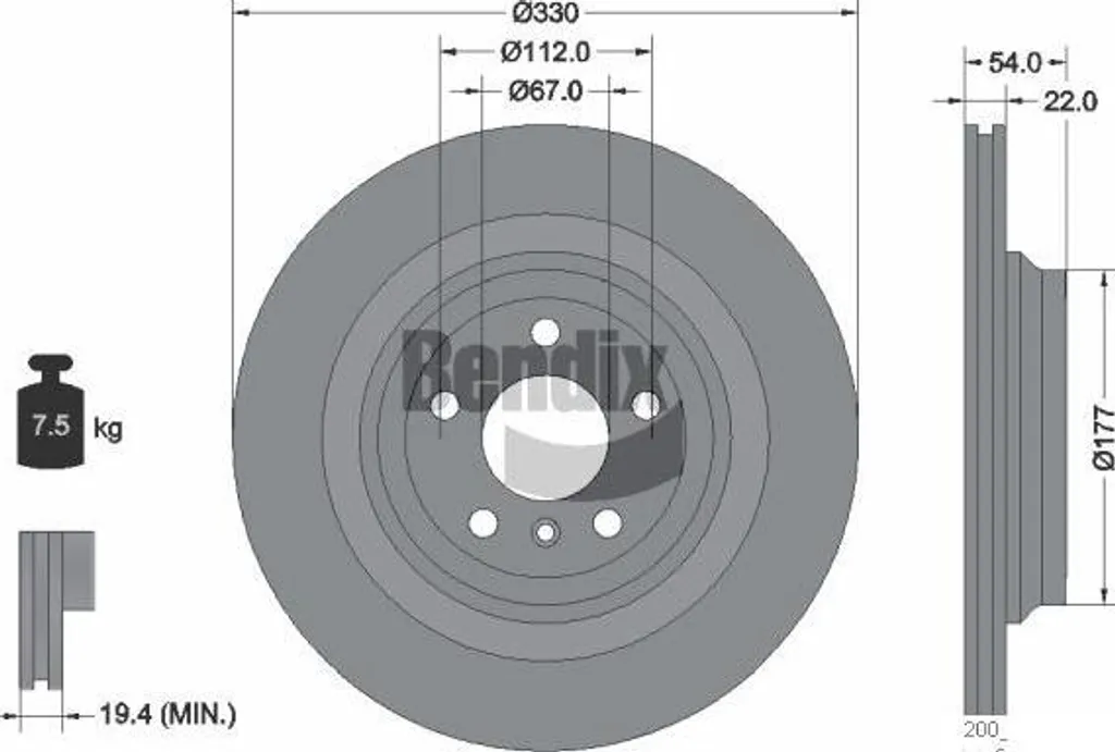 Disque de Frein Bendix BDS1696HC Carbone Haute Résistance OE 1664230112