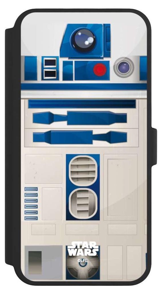 NIVOCASE Klapphülle für Apple iPhone 16 Pro Max Handyhülle aus Kunst Leder NIVOflip schwarz Fanartikel Star Wars R2D2