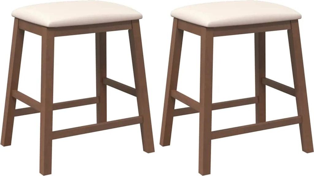 Barstühle mit Kissen 2 Stk. Braun Massivholz Gummibaum