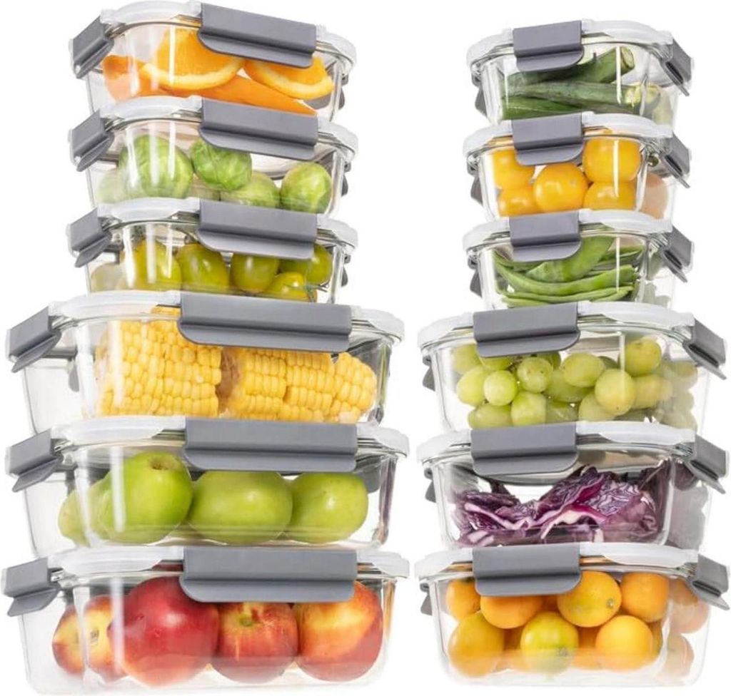 GENICOOK 24-teiliges Glas Frischhaltedosen Set mit Deckel Produktbild 