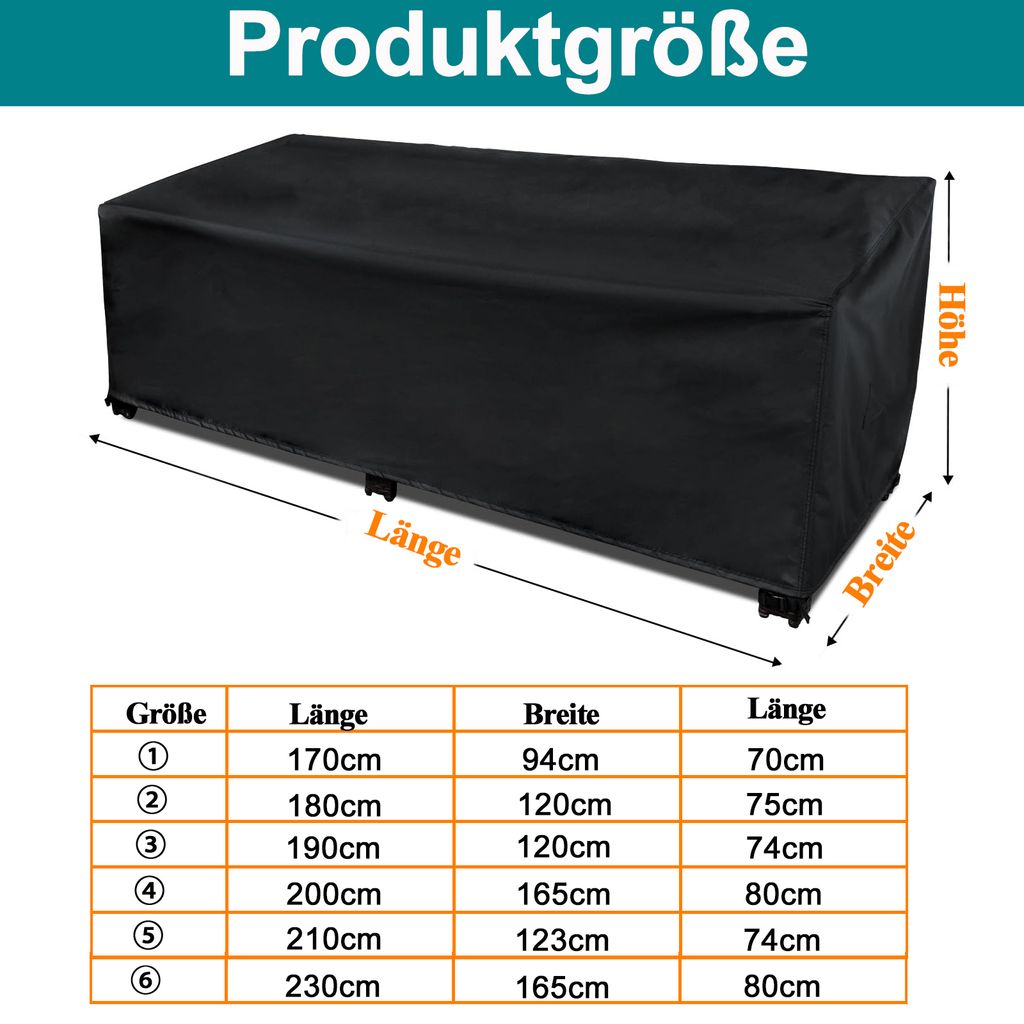 LXHFSH Rechteckig Gartenmöbel Abdeckung, Multi Größe Abdeckhaube Gartentisch