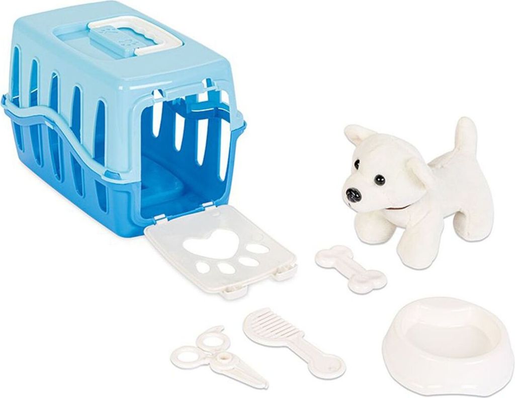Pilsan Kuschelhund mit Pflegeset - inkl. Reisekorb Blau