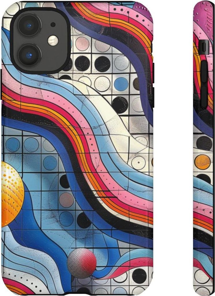 Bunte Wellenlinien und Kreise – Hülle Kompatibel mit iPhone 11
