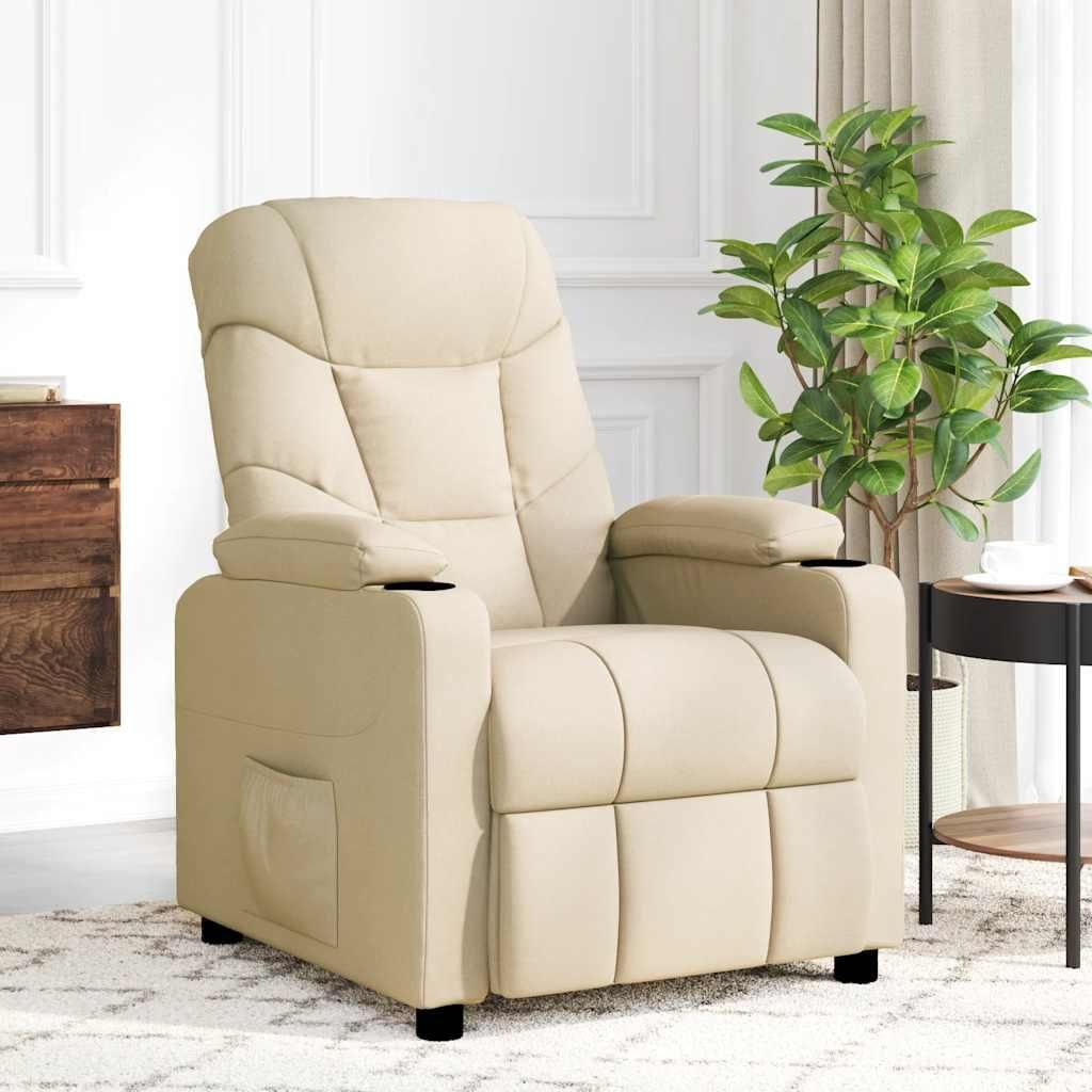 masážne kreslo vidaXL Cream Fabric Obrázok produktu 