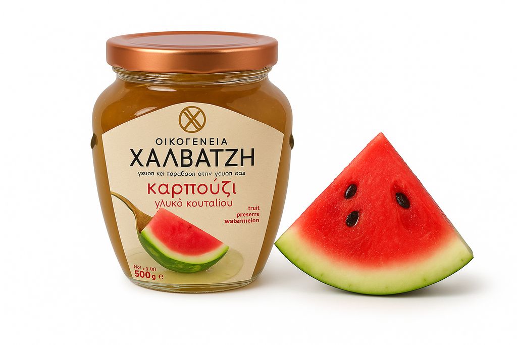 Halvatzis Makedoniki Wassermelone in Sirup 500 g – Traditionelle griechische Marmelade