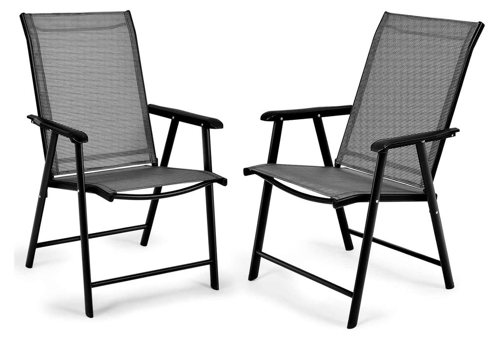 Hochlehner Gartenstühle 2er Set, Klappstuhl für Camping bis 110 kg, Terrassenstuhl für Pool, Garten, Rasen, Grau