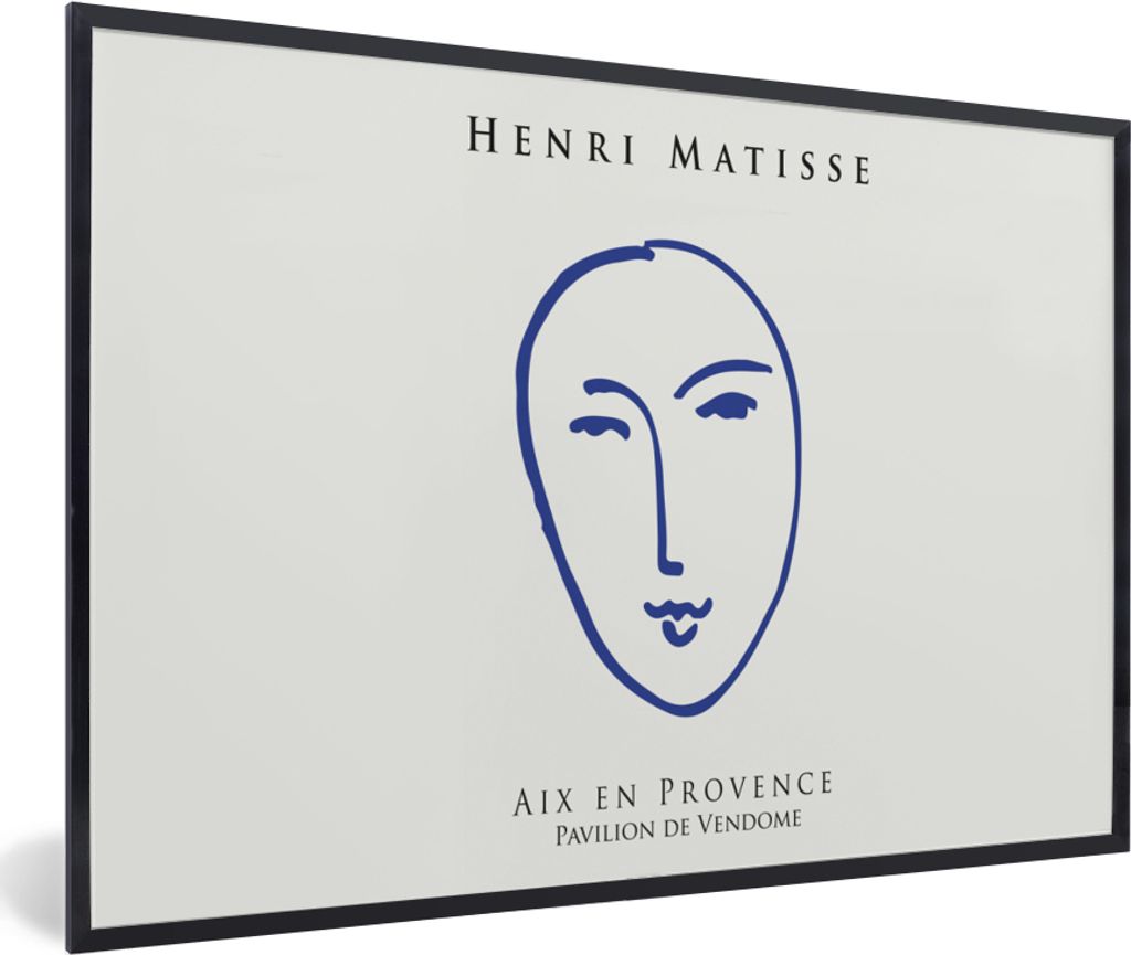 MuchoWow Gerahmtes Poster Henri Matisse - Kopf - Frau - Blau - Abstrakt 60x40 cm - Poster mit Schwarzem Bilderrahmen Wandposter Rahmen Foto Bilde...