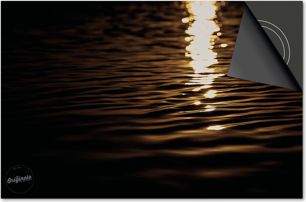 Induktionsschutz 76x51,5 - abdeckplatte Induktion matt- Dietrix Kochfeldschutz- Exklusive - Schwarz und Gold - Meer Schimmerndes Gold Sonne