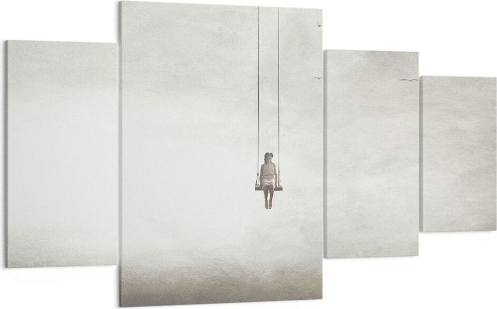 Bild auf Leinwand - Leinwandbild - 4 Teile - Schwingen rein Wolken - 160x90cm - Wand Bild - Wanddeko - Wandbilder - Leinwanddruck - Bilder - Wandde...