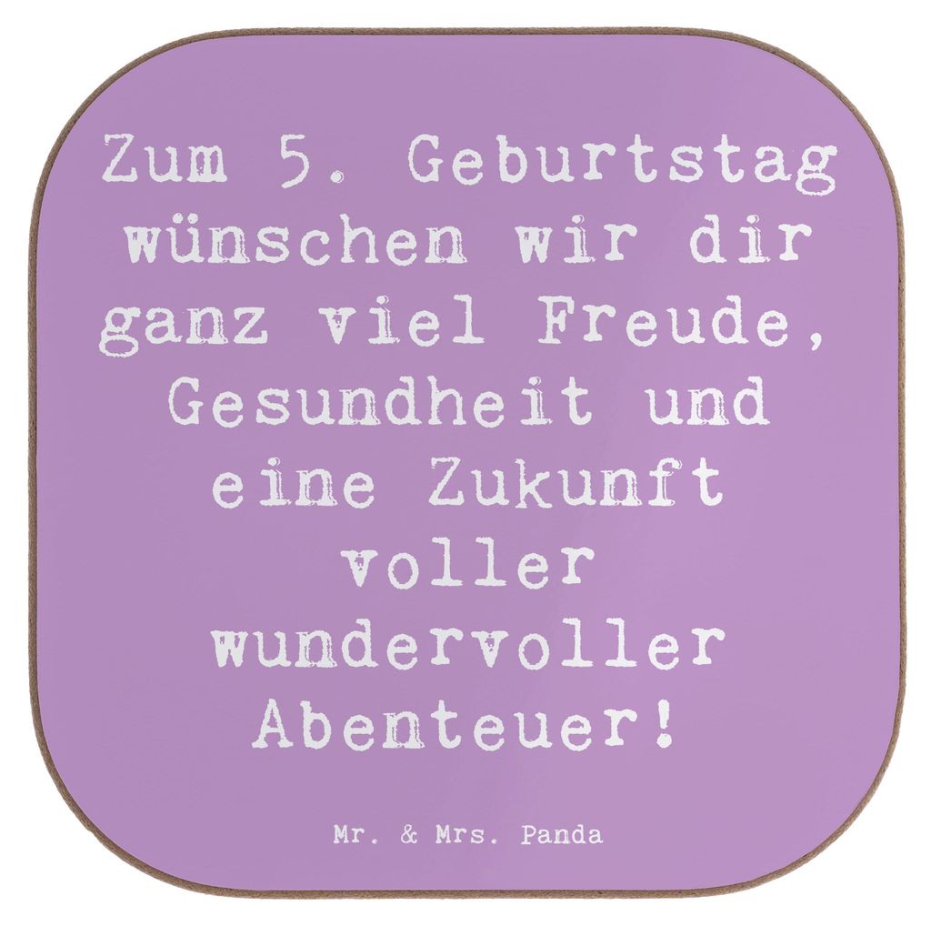 Mr. & Mrs. Panda Untersetzer für Gläser Spruch 5. Geburtstag Freude - Lavendeltraum - Geschenk, magischer Moment, Geburtstagsfreude, Jubiläumsw...