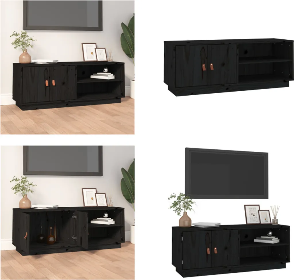 Supporto TV Nero vidaXL 105 cm in Legno Massello - Design Salvaspazio