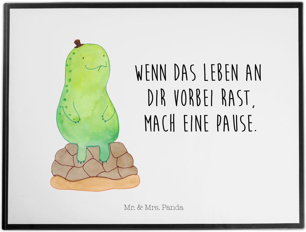 Mr. & Mrs. Panda Schreibunterlage Schildkröte Pause - Weiß - Geschenk, arbeitsmatte, tischauflage, malmatte, Achtsamkeit, Achtsam, schreibtischun...