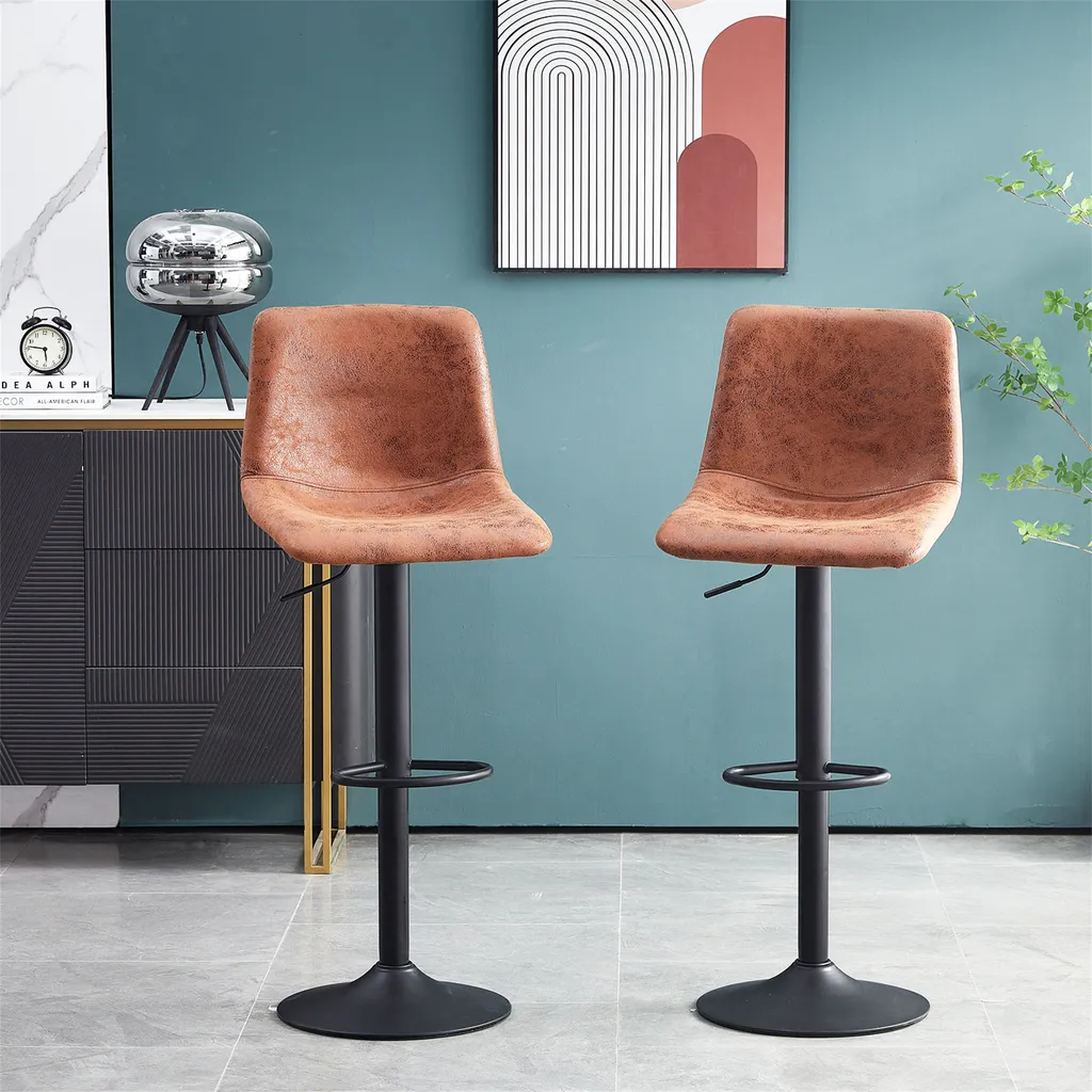 Tabourets de bar confortables lot de 2 stables et réglables marron