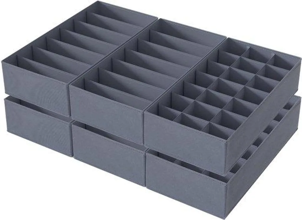 Fini le désordre avec ce lot de 6 rangements gris pour sous-vêtements