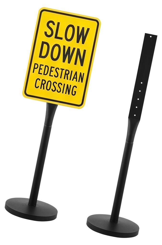 SucceBuy Tragbarer Schilderpfosten 123 cm Hoch, Plakatständer mit stabilem Gusseisenfuß, wetterfest, ideal für Parkplätze, Innen- und Außenber...