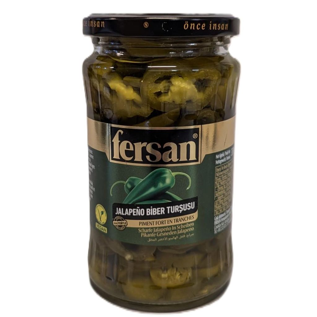 Fersan Jalapeño Paprika in Scheiben, scharf & würzig eingelegt, 350g – Perfekt für Tacos, Pizza, Burger und Salate, Vegan