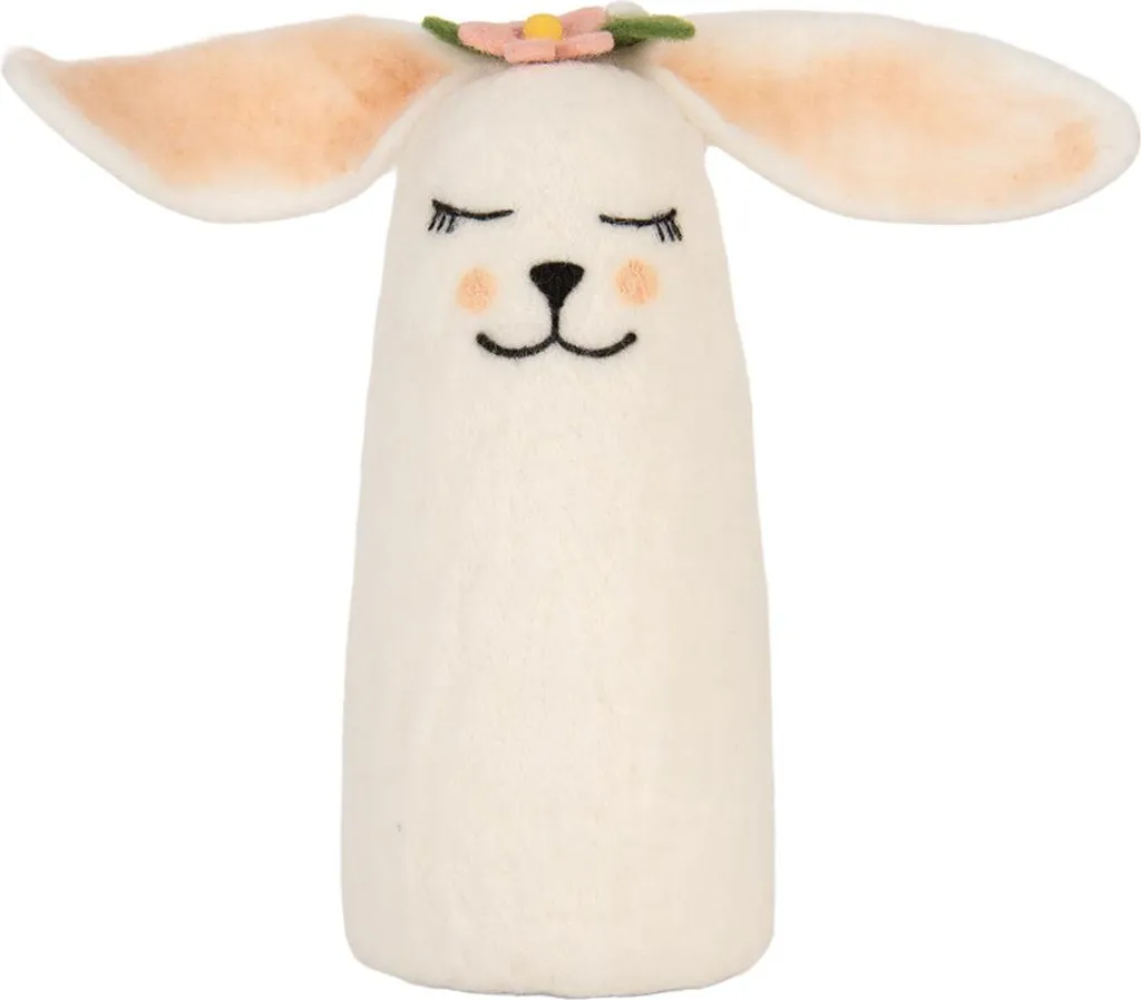 Clayre & Eef Décoration Souris en Feutre Blanc 23x10x23 cm Style Cosy