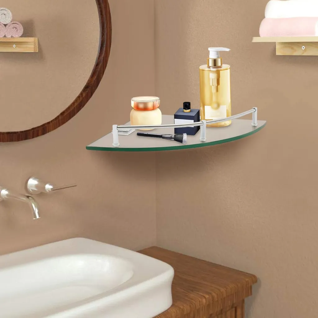 Étagère d'angle murale triangulaire en métal noir mat pour douche