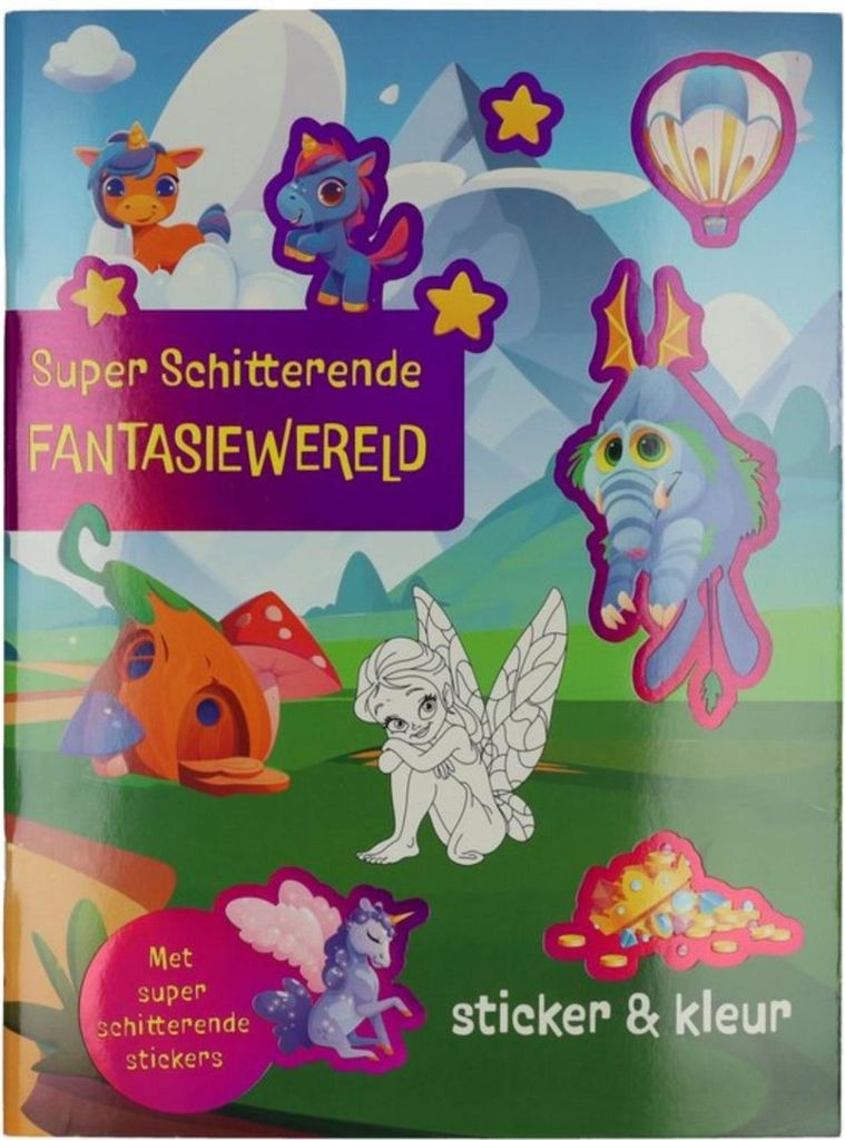Mal- und Stickerbuch Fantasiewelt