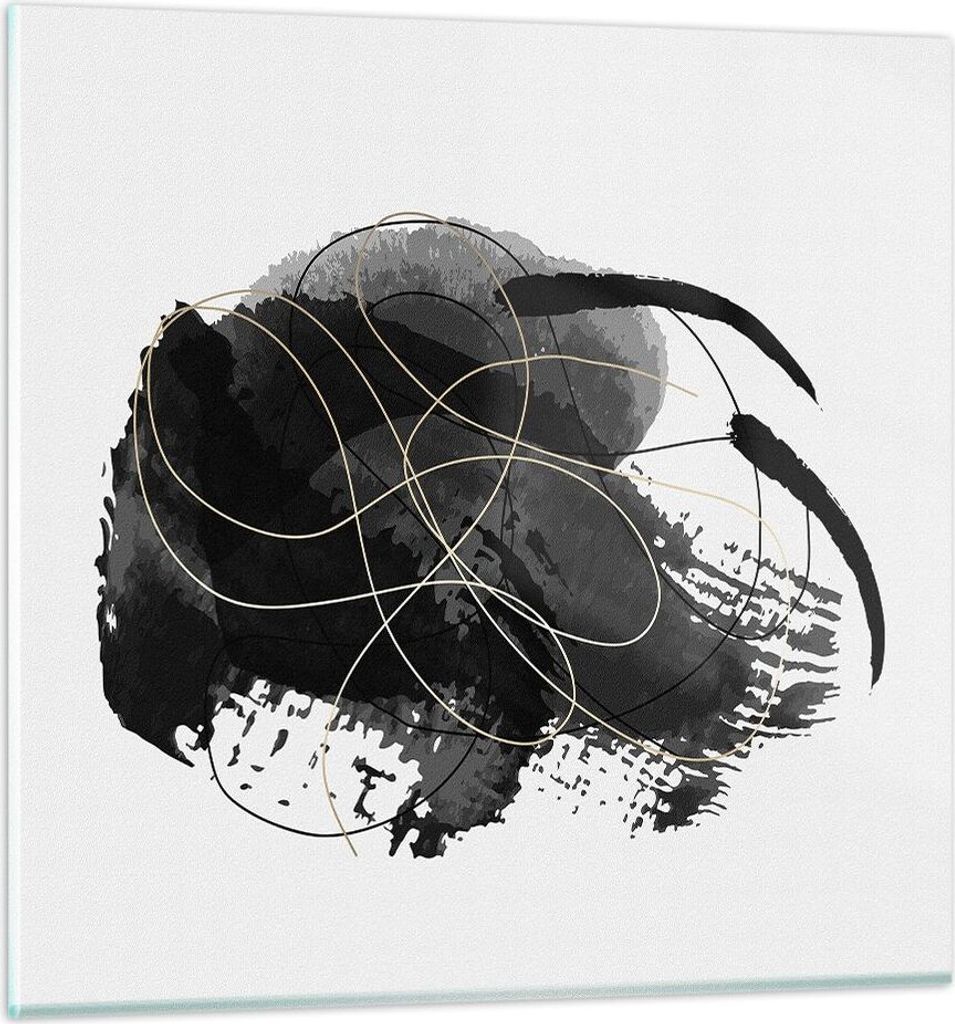 Bilder auf glas - Einteilig - Abstraktion Schwarz Flecken - 40x40cm - Glasbilder - Wandbilder - Bilder - Wanddekoration aus Glas - Glas Bilder - Wa...