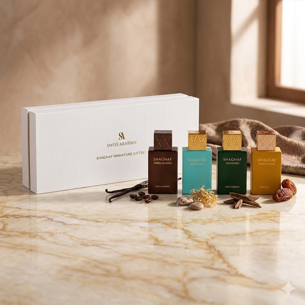 Swiss Arabian Shaghaf Mini Giftset - 4x25ml / Tonka - Royale - Vanilla Toffee - Amber Infusion