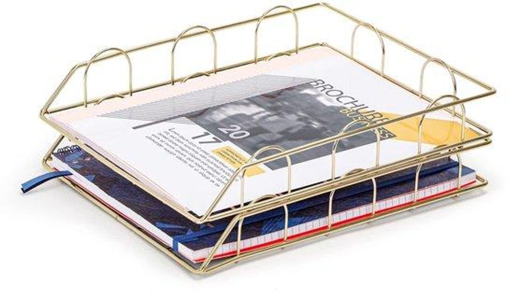 Büroorganizer, stapelbar, 2er Pack, goldfarben
