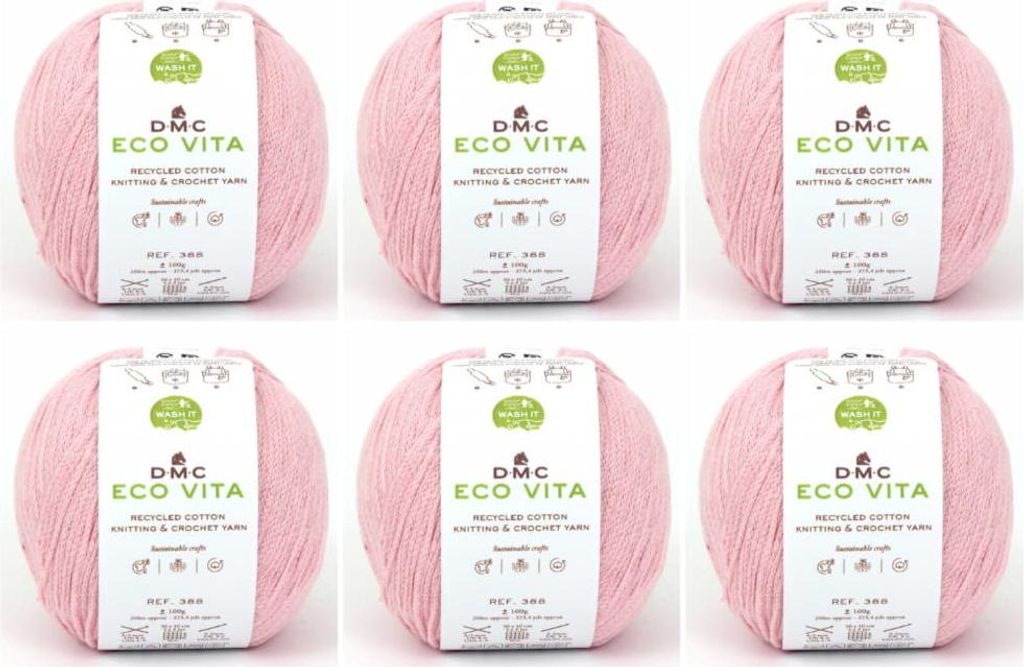 6x DMC Eco Vita – nachhaltiges Garn aus 80 % recycelter Baumwolle und 20 % Fasern, 388 (Farbe 4)