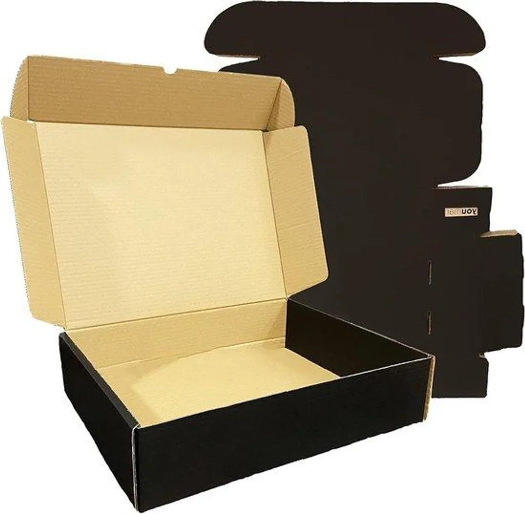 Boîte d'envoi noire anti-chocs 25x18x8 cm - 25 Cartons de Taille M