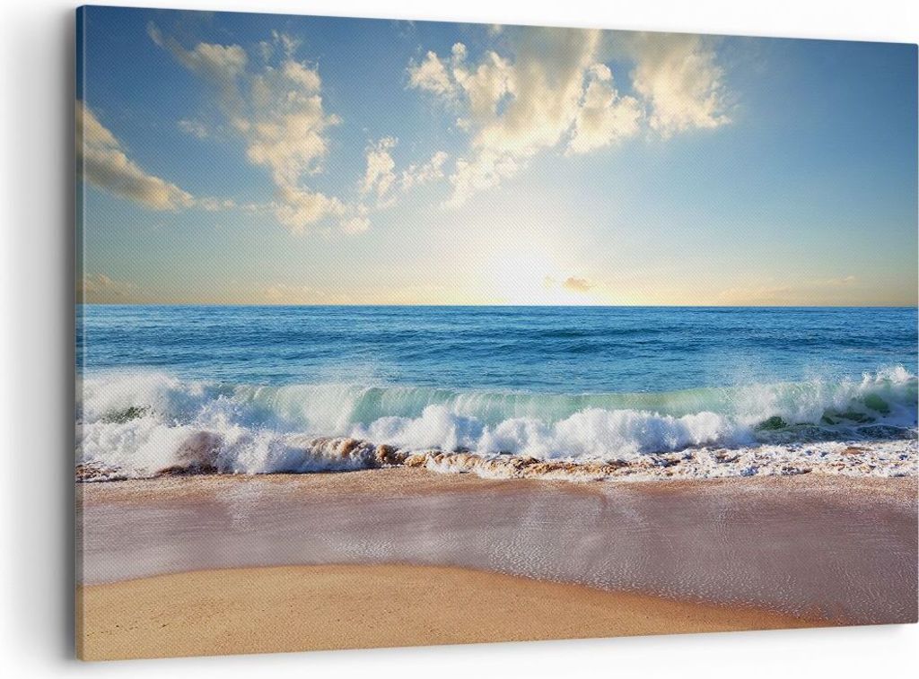 Bild auf Leinwand - Leinwandbild - Meer Ufer Wasser - 100x70cm - Wand Bild - Wanddeko - Wandbilder - Leinwanddruck - Bilder - Kunstdruck - Wanddeko...