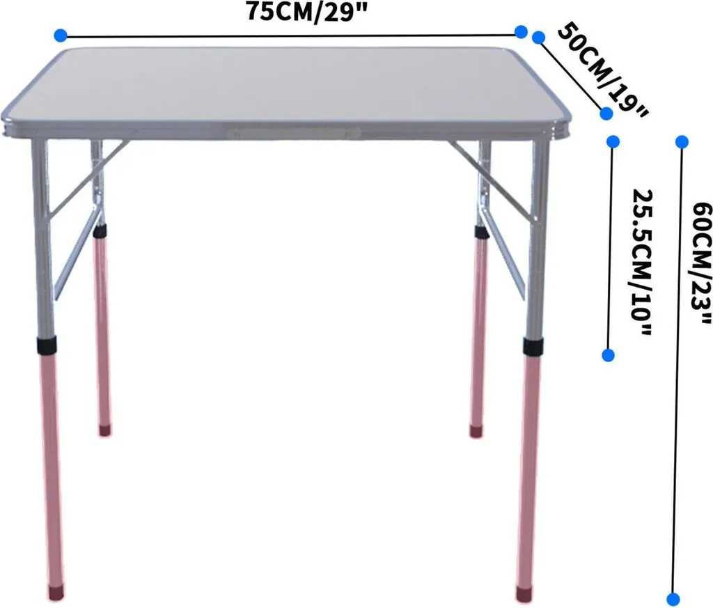Table de camping pliante 2,5 ft réglable en hauteur et résistante à l'eau - 3
