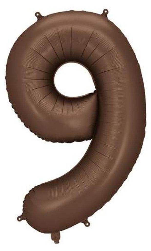 Fóliový balón Číslica "9" - 86 cm, mocca, hnedý, satén Obrázok produktu 