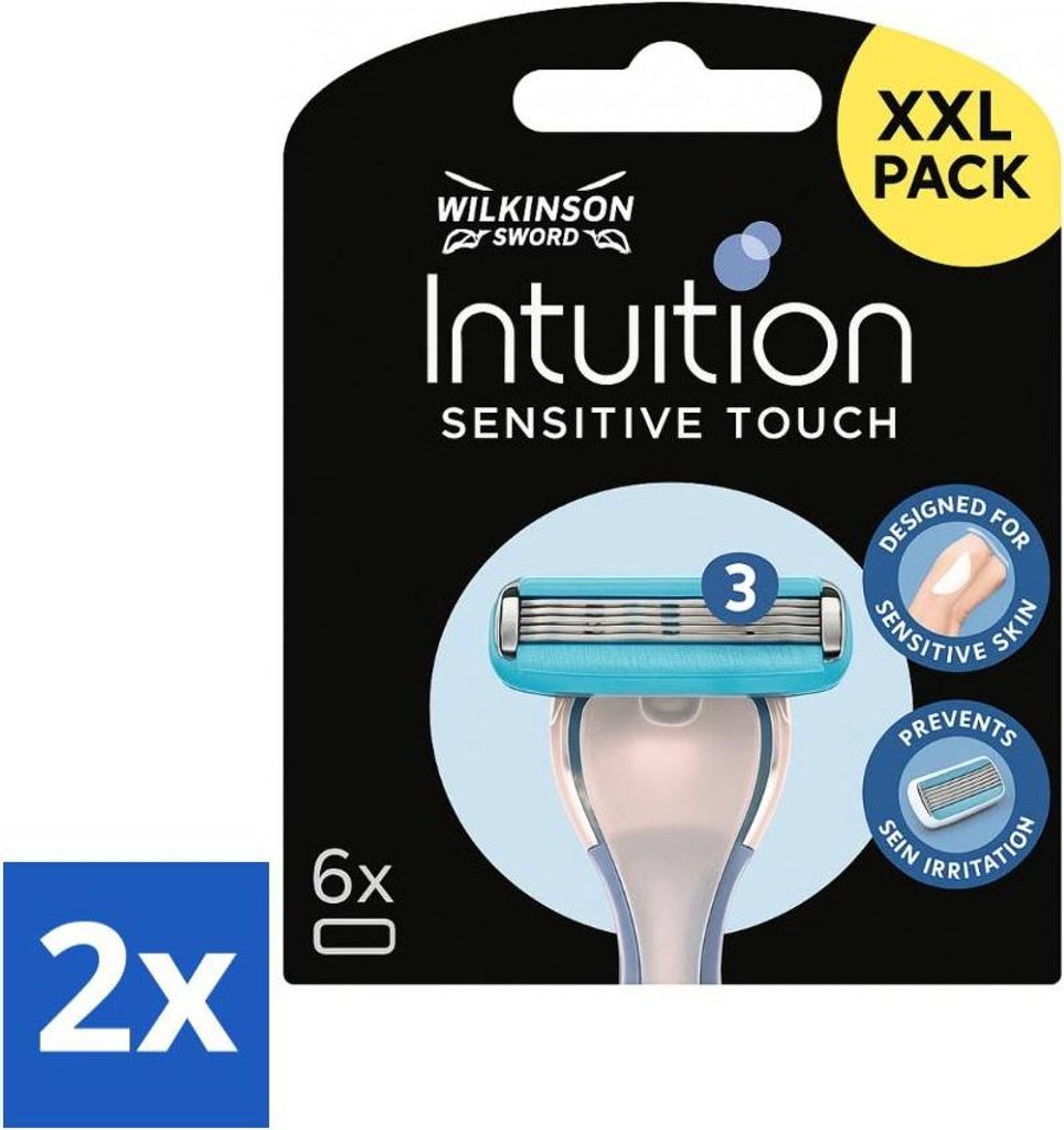 Wilkinson Intuition Sensitive Touch Rasierklingen-Nachfüllpackungen mit pflegendem Gel – 6 Klingen - Vorteilspack - 2 Stücke