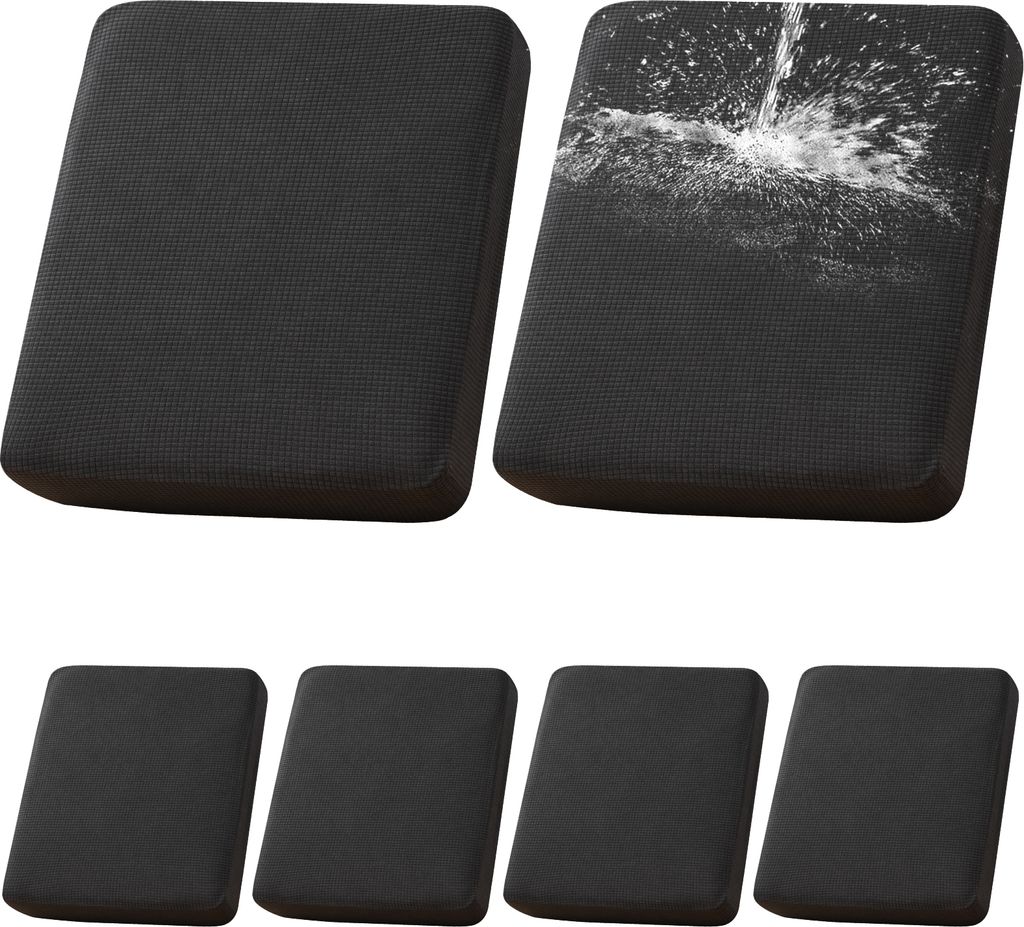 6er-Set Terrassen-Kissenbezüge für draußen/drinnen , 100% wasserdichter Outdoor-Sitzkissen Schonbezug für Terrassenmöbel Sektionalsofa,Schwarz