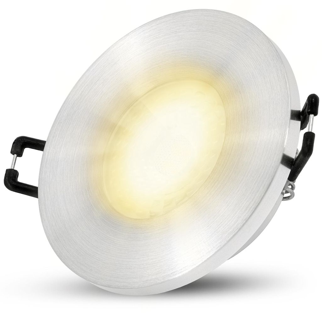 SSC-LUXon BEDA Einbauleuchte LED flach silber IP65 - mit LED Birne tauschbar 2W warmweiß - Bad Deckenlampe Einbaustrahler 230V für Innen & Außen