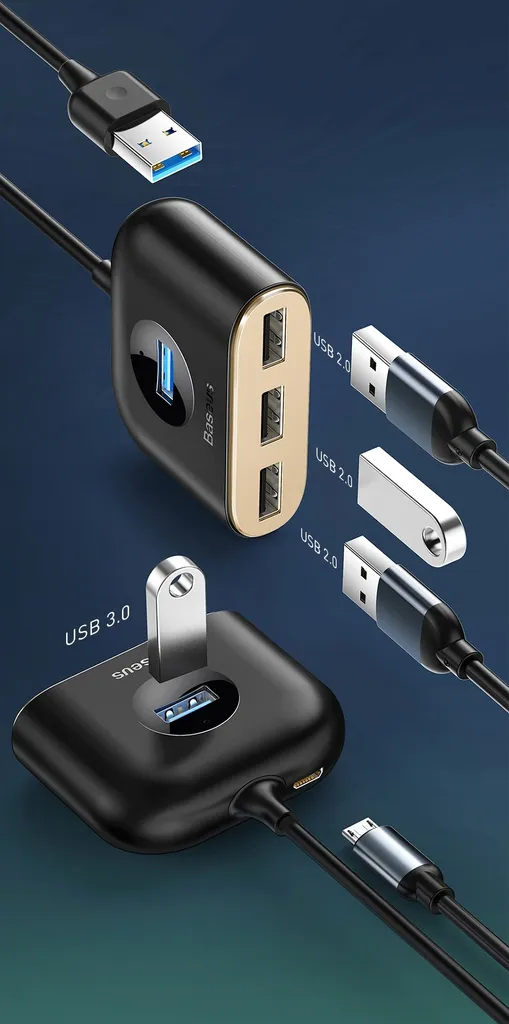 Baseus Hub USB 3.0 4-in-1 5Gbps - Splitter USB per Hard Disk 4TB - 31