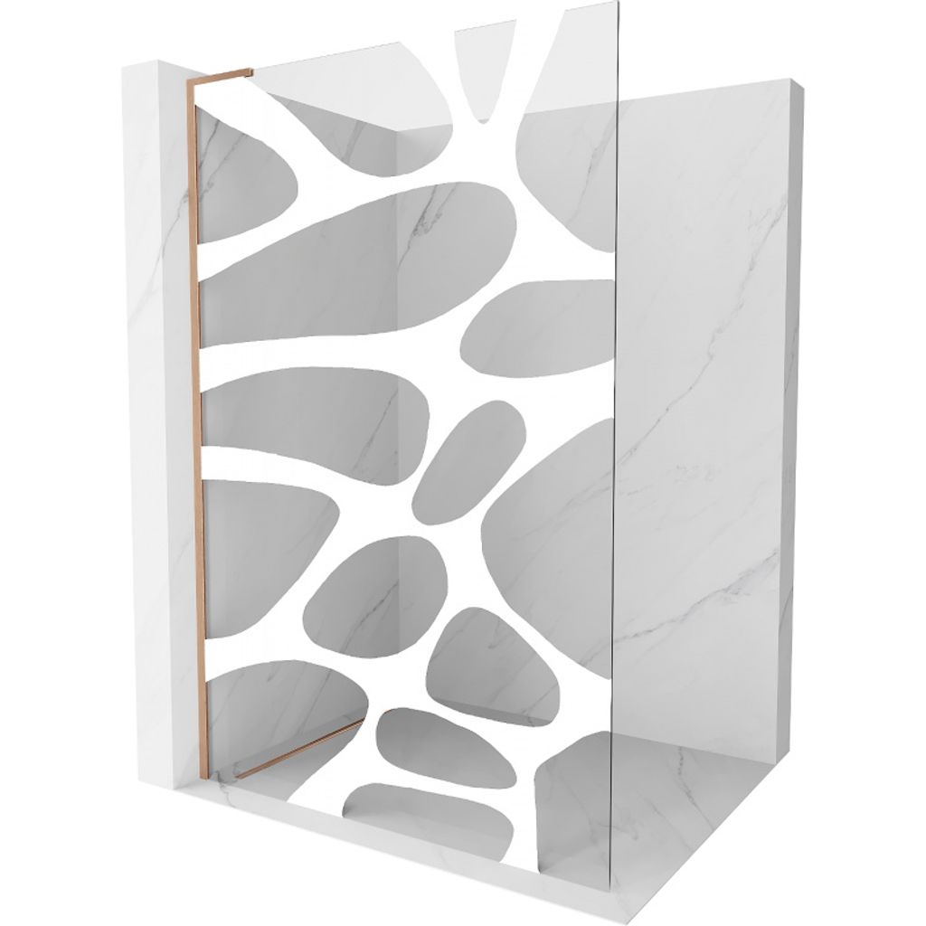 Mexen Kioto L Duschwand Walk-in 80 x 200 cm, weißes Muster, gebürstetes Kupfer - 800-080-103-65-85