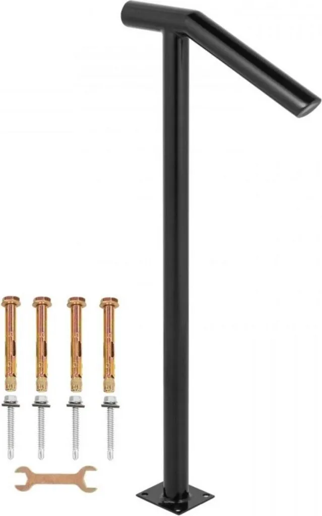 Main courante d'escalier 45 cm en acier noir avec supports inclus