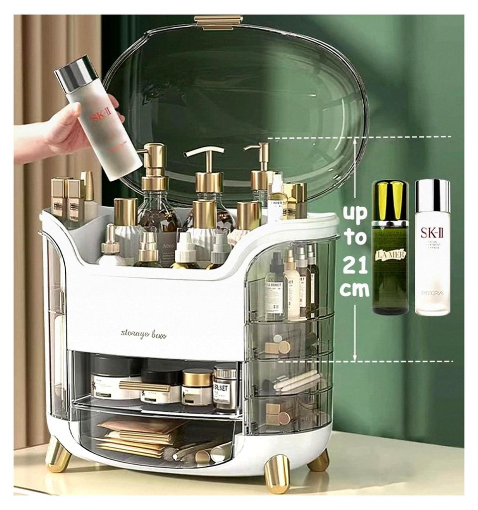 Kosmetik Organizer mit Schubladen, große Make-up Aufbewahrung & Skincare Organizer, staubdichte Acryl Aufbewahrungsbox für Schminktisch, Bad & Va...