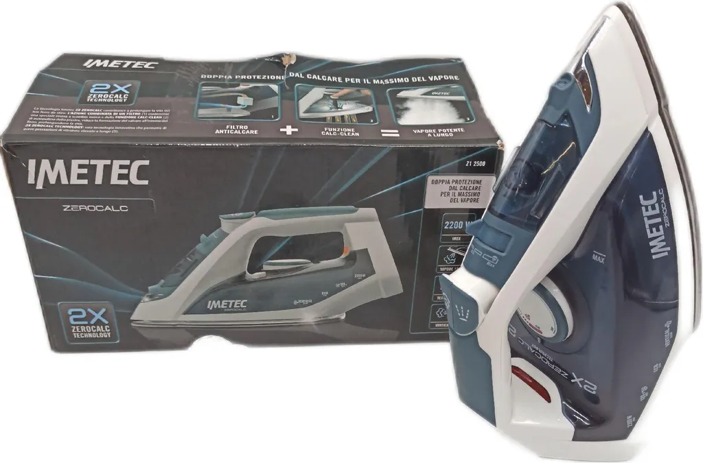 Fer à repasser à vapeur Imetec ZeroCalc semelle Inox et jet de 120 g/min