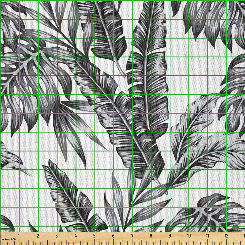 ABAKUHAUS Urwald Microfaser Stoff als Meterware , Monochrom-tropische Pflanzen-Palme Monstera-Bananen-Blatt-Insel-Natur-Thema, 2 M (230 x 200 cm), ...